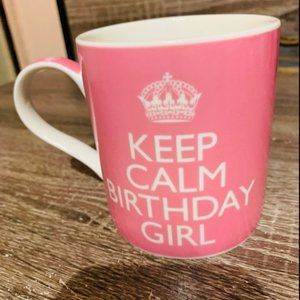 Pink Keep Calm Birthday Girl Coffee Mug, Kent Pottery.